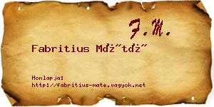 Fabritius Máté névjegykártya
